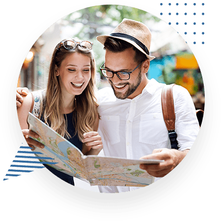 Travellers Reading Map On Vacation