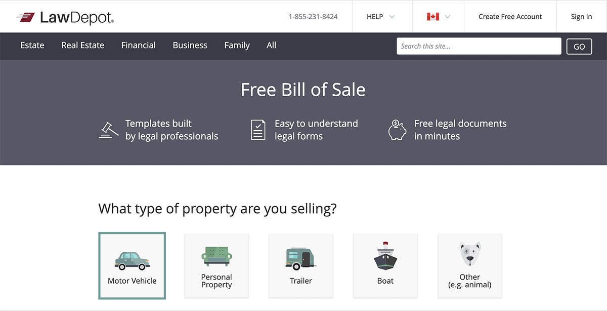 Bill of Sale website image