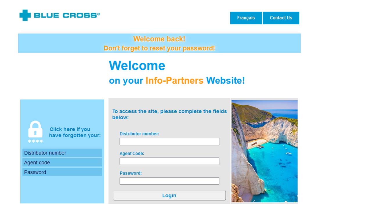 ontario blue cross website login screenshot
